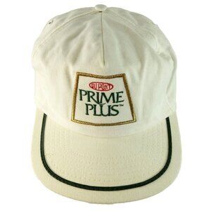 Du Pont Prime Plus Vintage Hat Cap White Green w Sweatband Leather Strap Back
